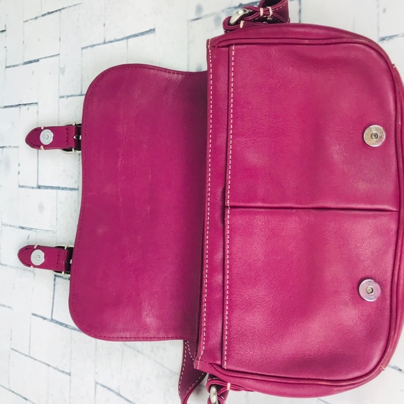 COLE HAAN ALEXA Magenta Leather Shoulder Bag - Picture 6 of 8